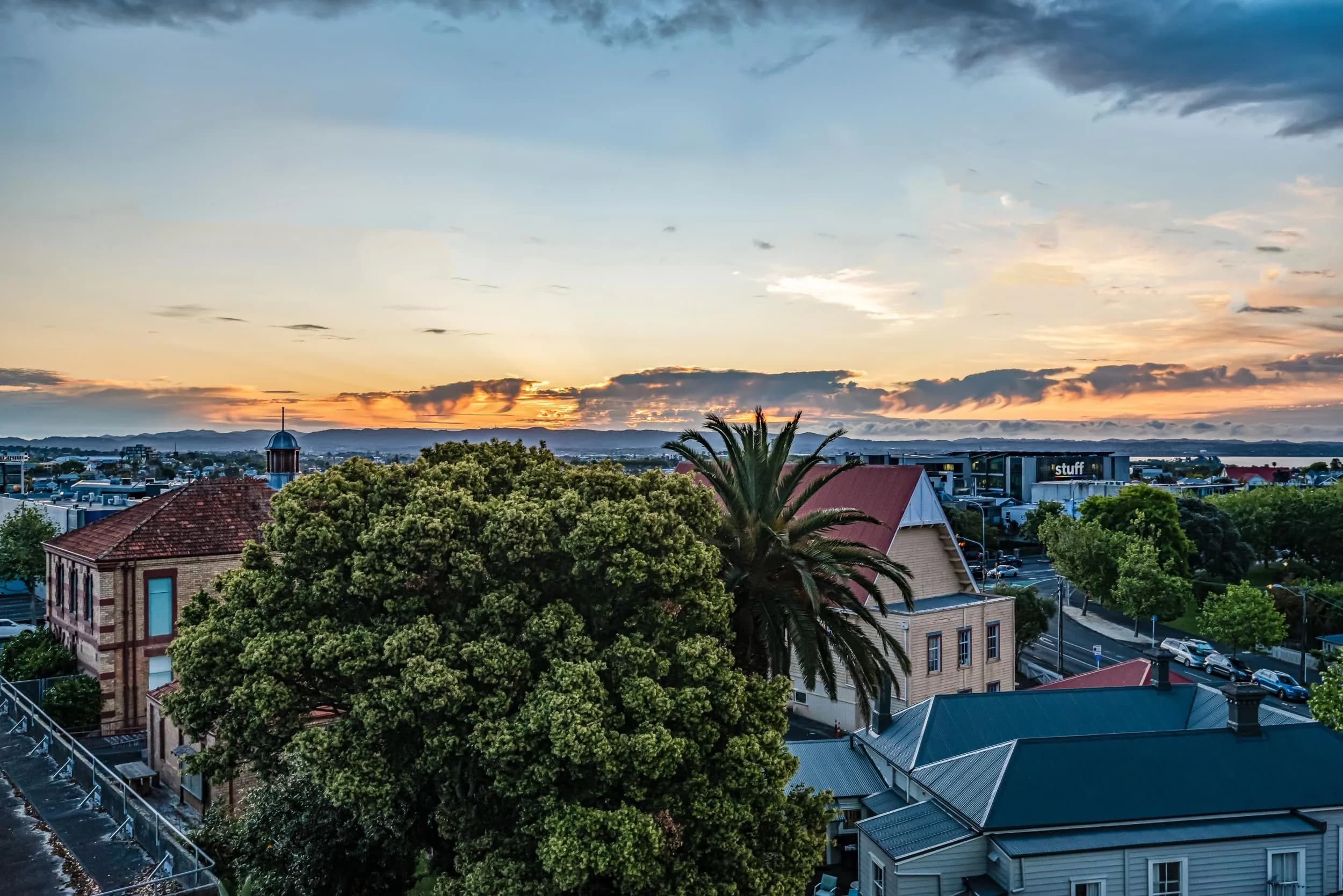 Sunset from the deck of Penthouse 504, Freemans Bay